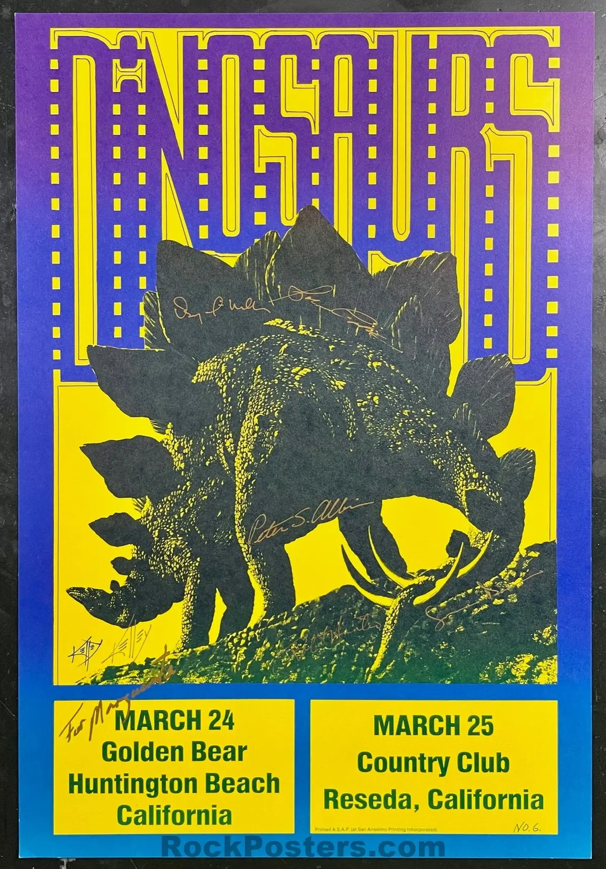 Auction - The Dinosaurs - Band Signed - Alton Kelley Signed - Reseda/Huntington Beach - 1983 Concert Poster - Excellent 1