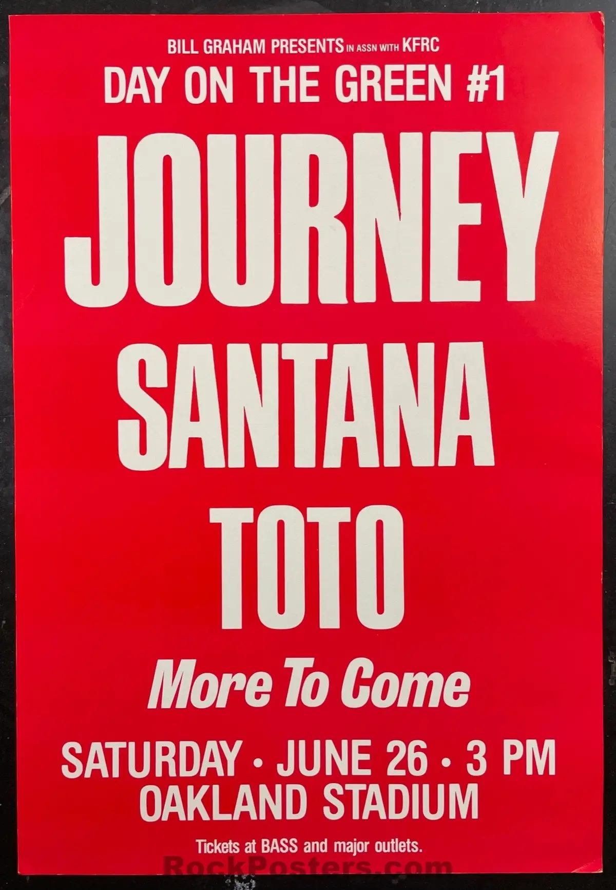 Auction - Journey/Santana - Day On The Green -  1982 Poster - Oakland Stadium - Excellent 1