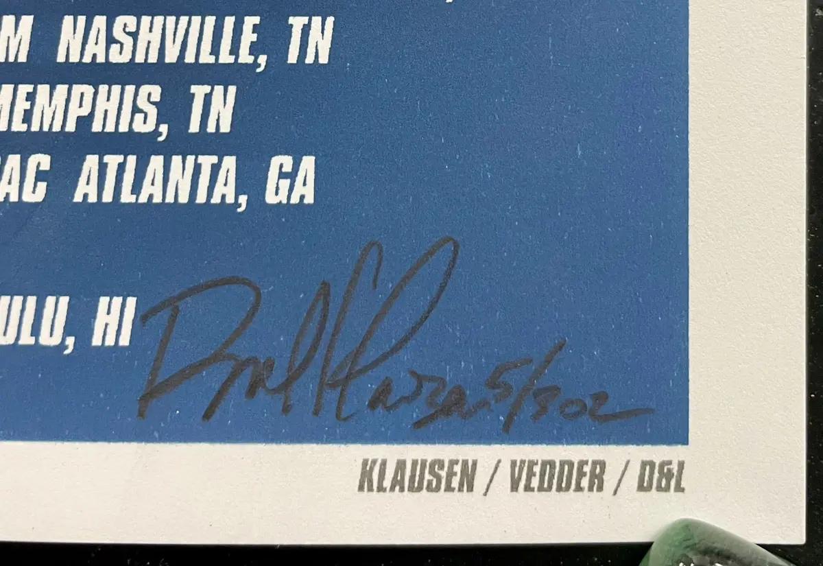 Auction - Eddie Vedder - Summer Tour '09 - Brad Klausen Signed - Artist Proof Silkscreen - Near Mint 2