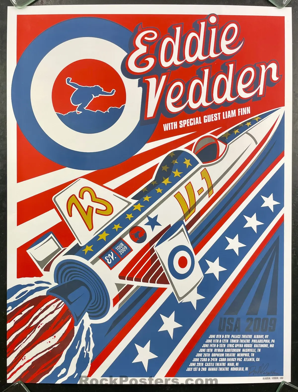 Auction - Eddie Vedder - Summer Tour '09 - Brad Klausen Signed - Artist Proof Silkscreen - Near Mint 1