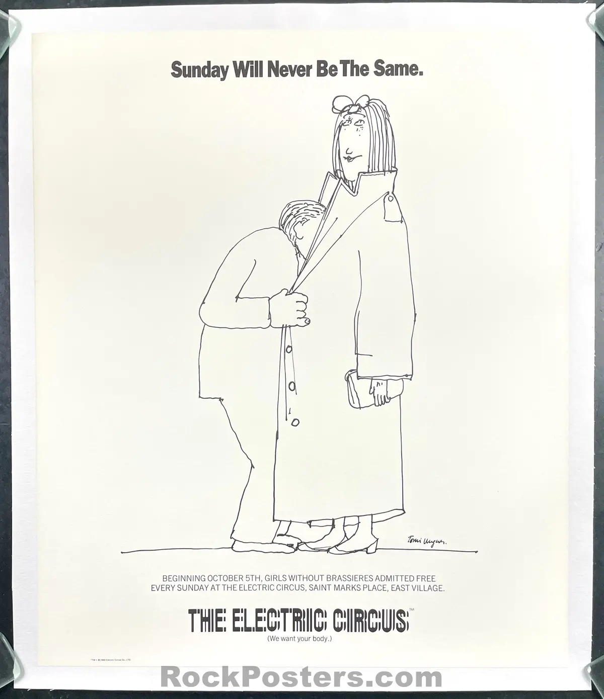 Auction - Electric Circus - Tomi Ungerer - Sunday Will Never Be The Same - 1969 Poster - New York City - Near Mint 1