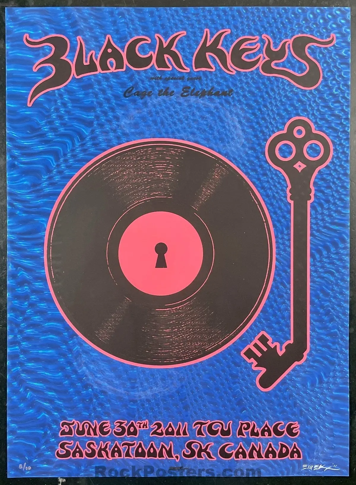 Auction - Black Keys - Saskatoon '11 - Emek - Lenticular Red Poster - Mint 1