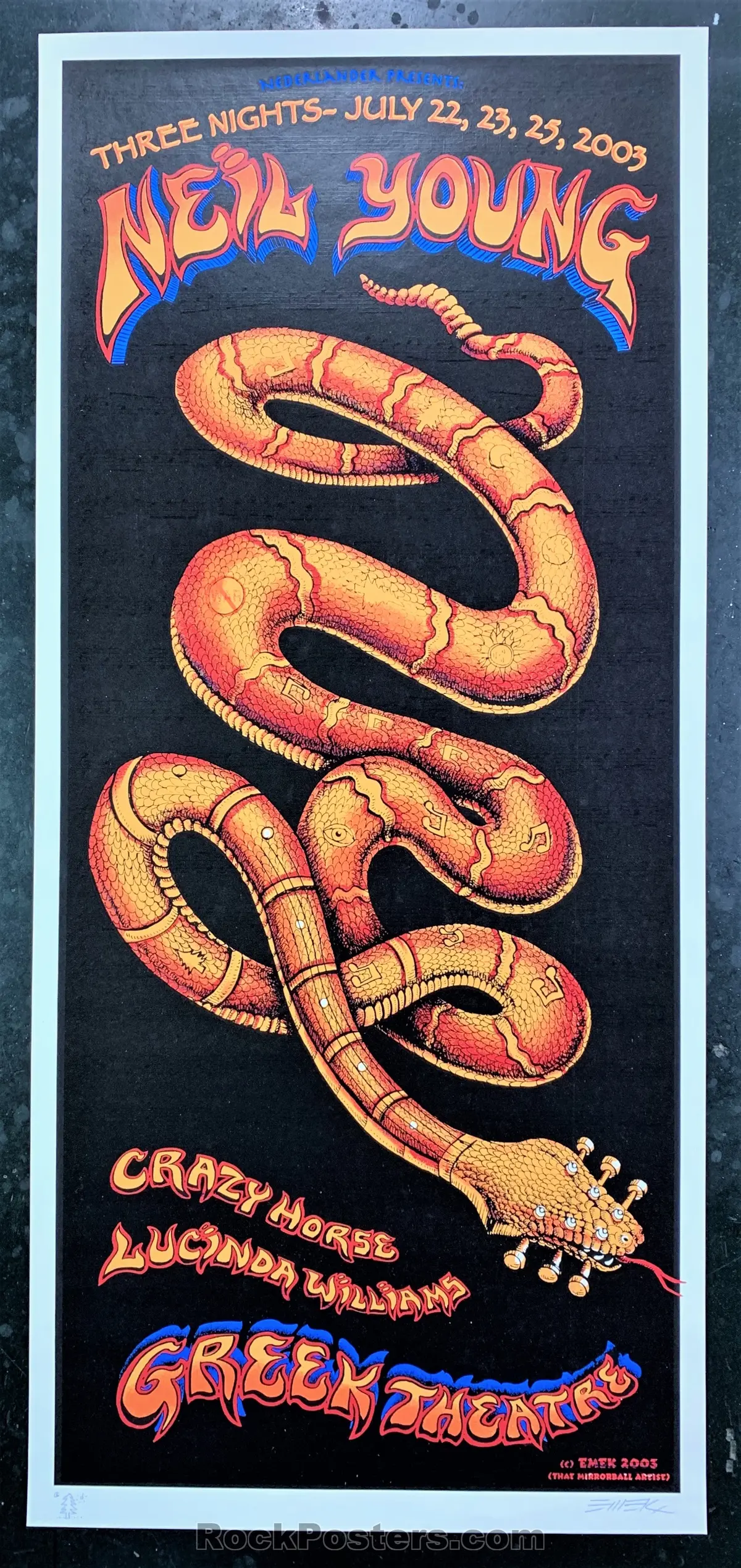 Auction - Emek - Neil Young & Crazy Horse - 2003 Poster - Greek Theater - Near Mint 1