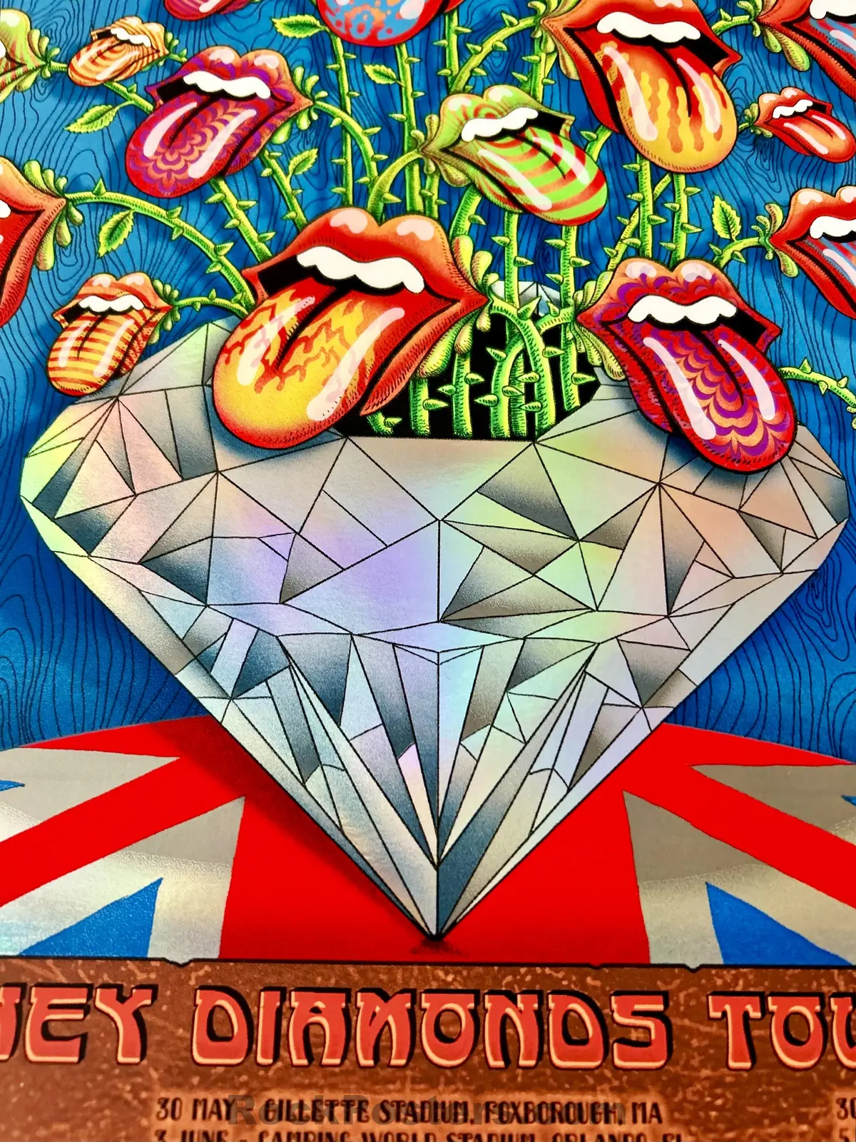 Auction - Rolling Stones - Hackney Diamonds Tour '24 - Multi Venue - Rainbow Foil Edition - Emek - Signed & Numbered - Mint 2