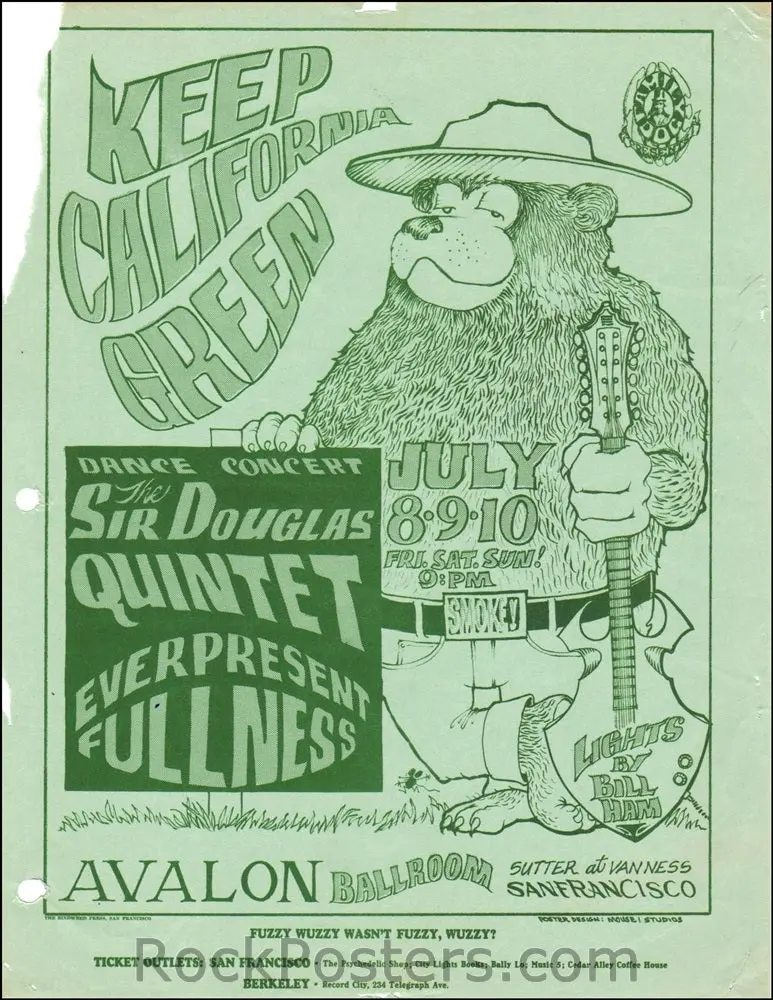 Fd-16 - Sir Douglas Quintet - 1966 Handbill - Avalon Ballroom - Very Good 1