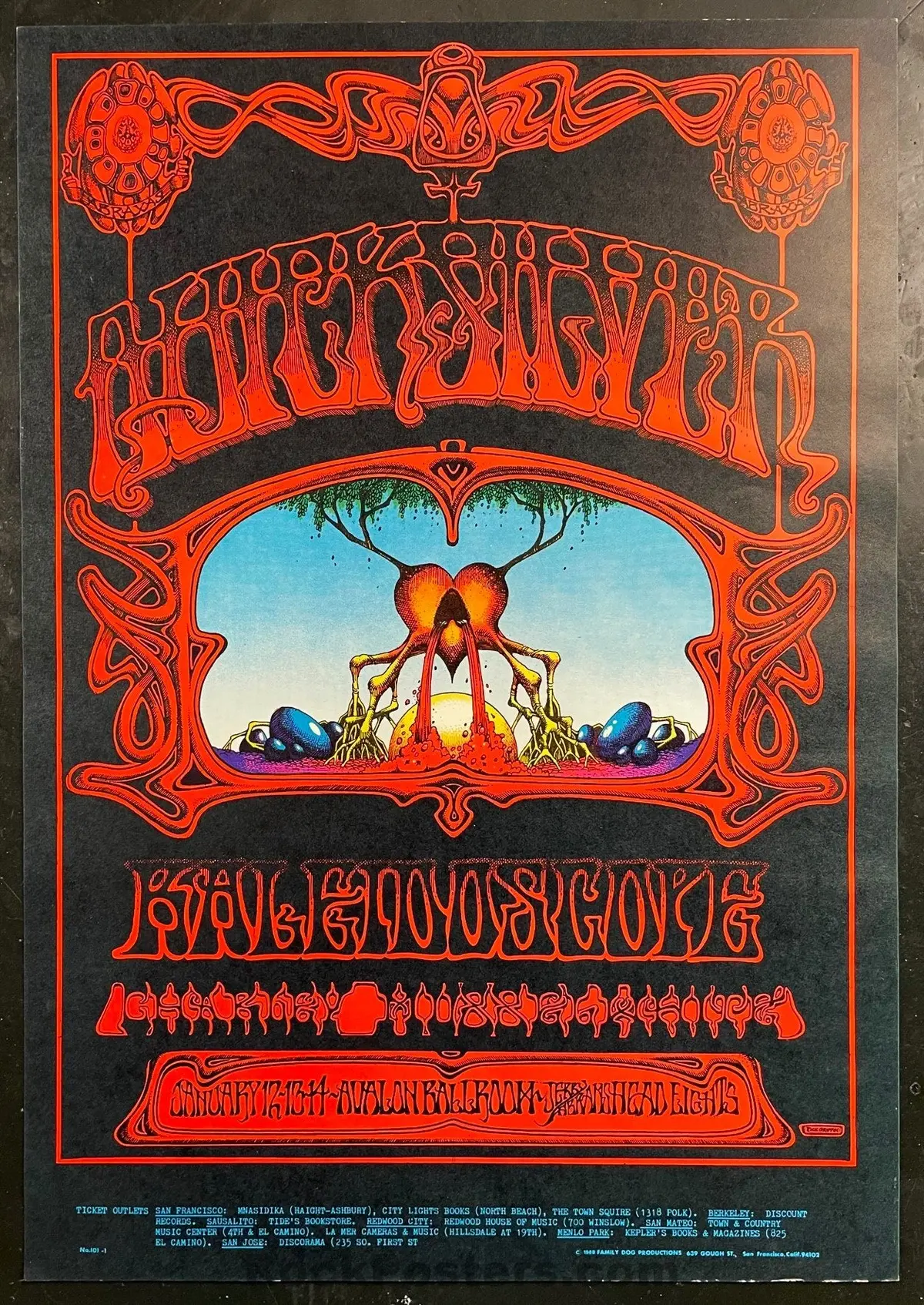 Auction - Fd-101 - Quicksilver Messenger - Rick Griffin - Avalon Ballroom - 1967 Poster - Near Mint Minus 1