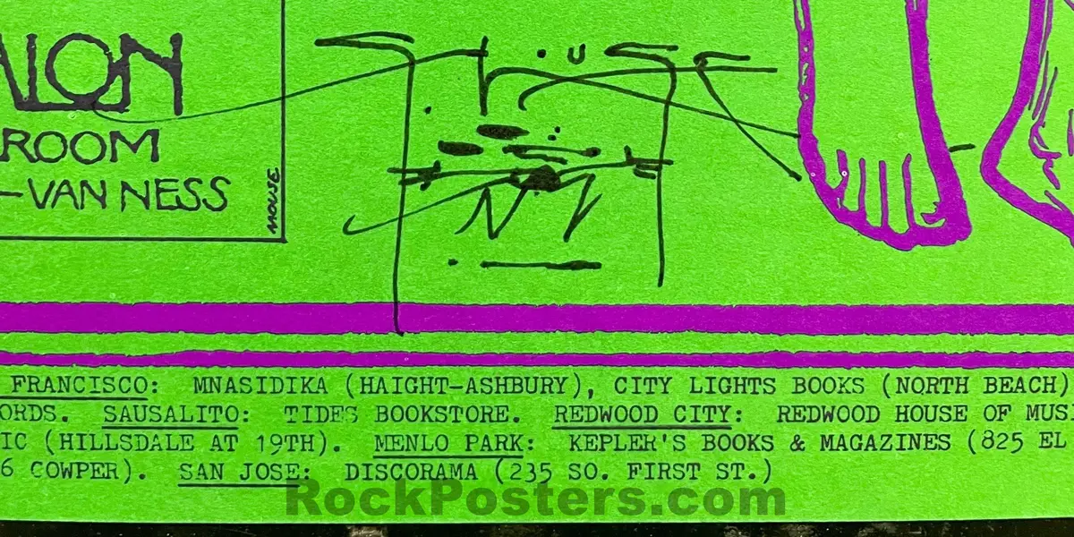Auction - Fd-109 - Love Arthur Lee - Stanley Mouse Signed - 1968 Poster - Avalon Ballroom - Near Mint 2