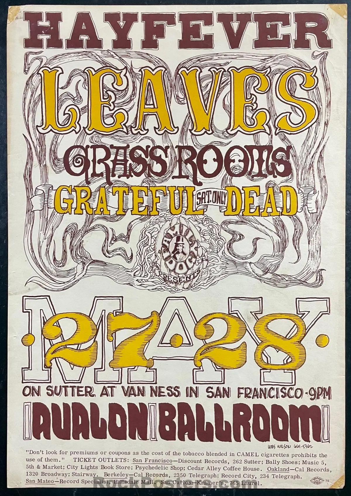 Auction - Fd-10 - Grateful Dead  - Wes Wilson - "Hayfever" - Avalon Ballroom - 1966 Poster - Good 1