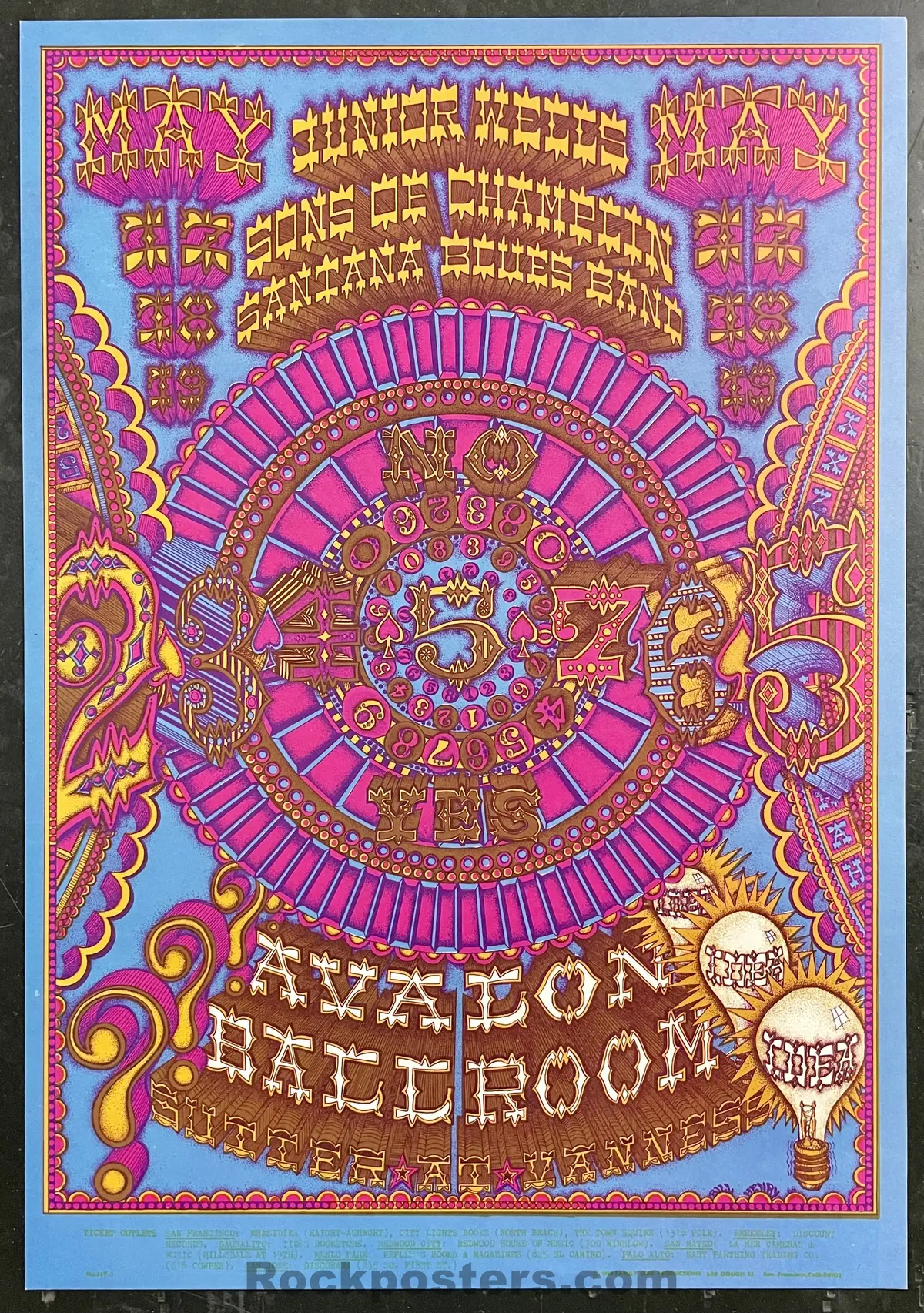 Fd-119 - Junior Wells Santana - 1968 Poster - Avalon Ballroom - Near Mint 1