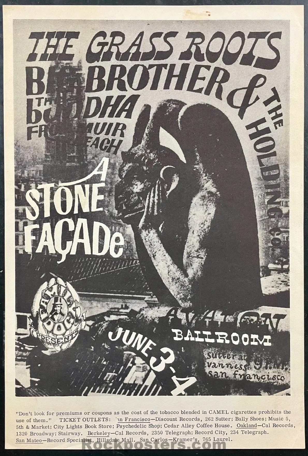 Auction - Fd-11 - Grass Roots/Big  Brother - Victor Moscoso - 1966 Poster - Avalon Ballroom - Near Mint Minus 1