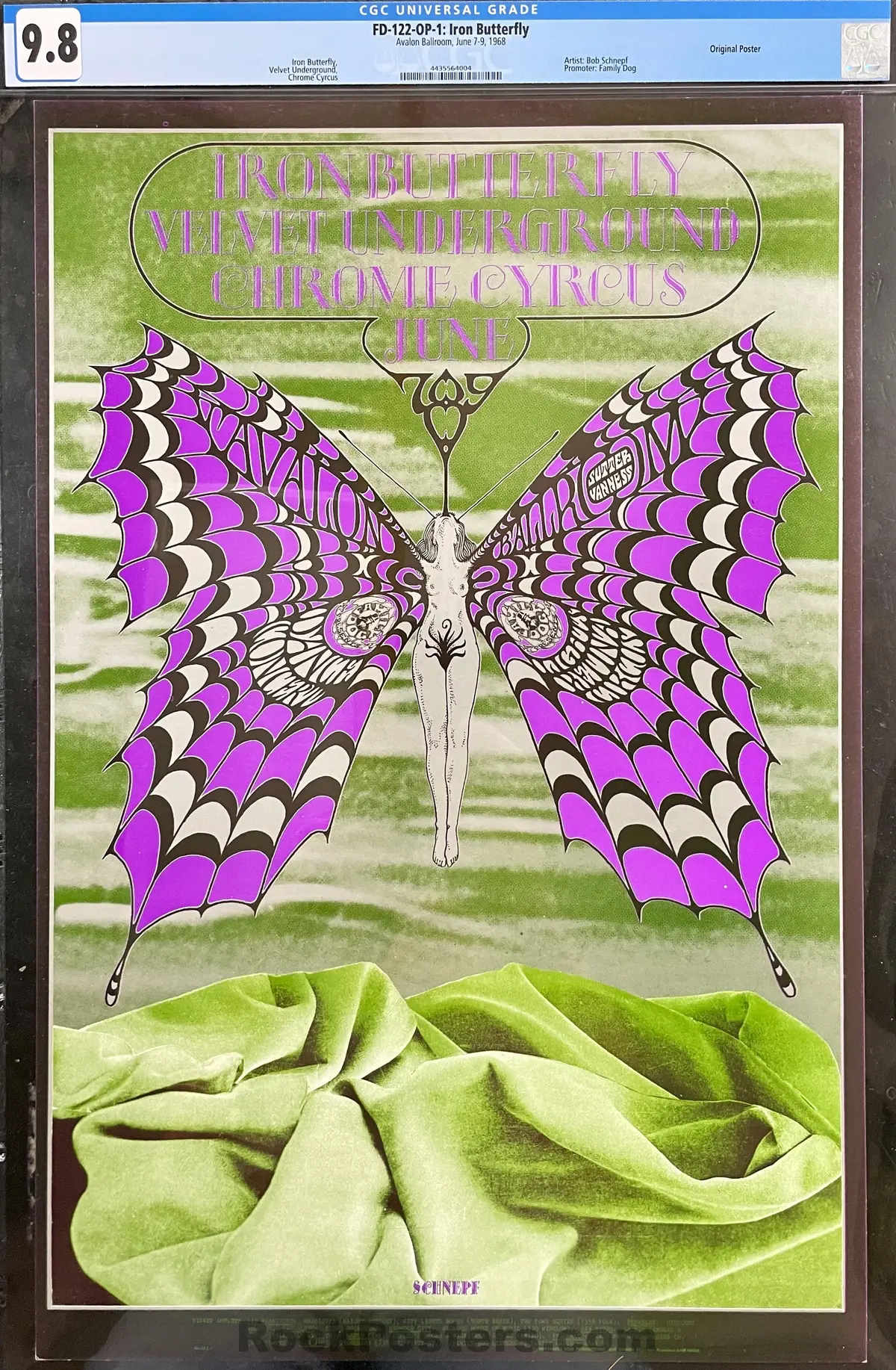 Auction -  Fd-122 - Velvet Underground - Bob Schnepf - 1968 Poster - Avalon Ballroom - Cgc Graded 9.8 1