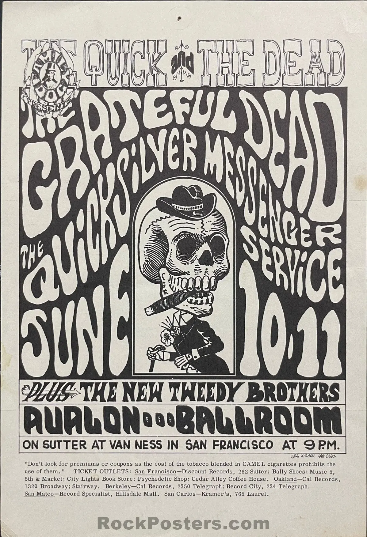 Auction - Fd-12 - Grateful Dead - Wes Wilson - 1966 Handbill  - Excellent 1