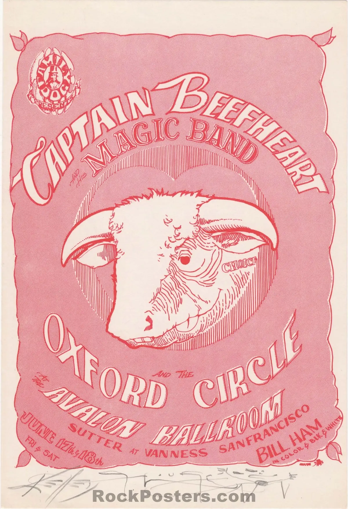 Auction - Fd-13 - Captain Beefheart - Mouse & Kelley Signed - 1966 Handbill - Avalon Ballroom - Near Mint 1