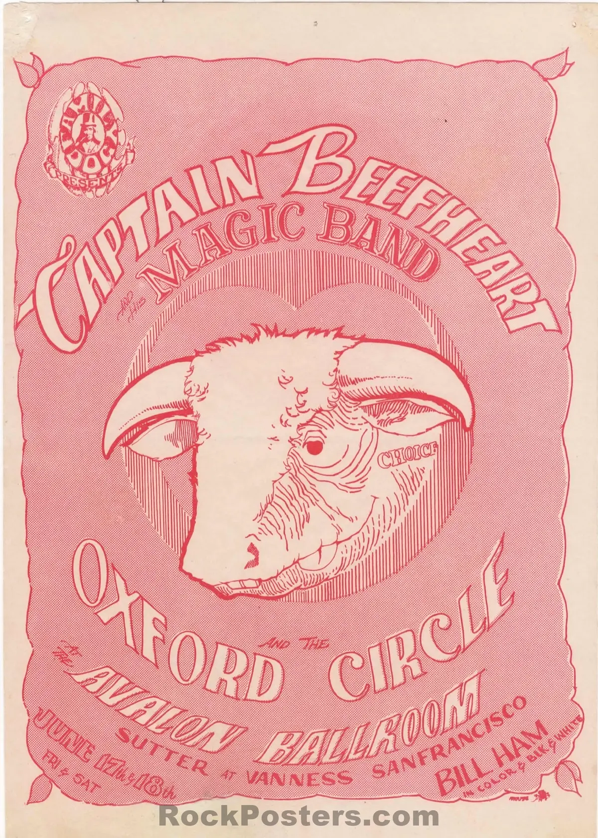 Auction - Fd-13 - Captain Beefheart - Mouse & Kelley - 1966 Handbill - Avalon Ballroom - Excellent 1