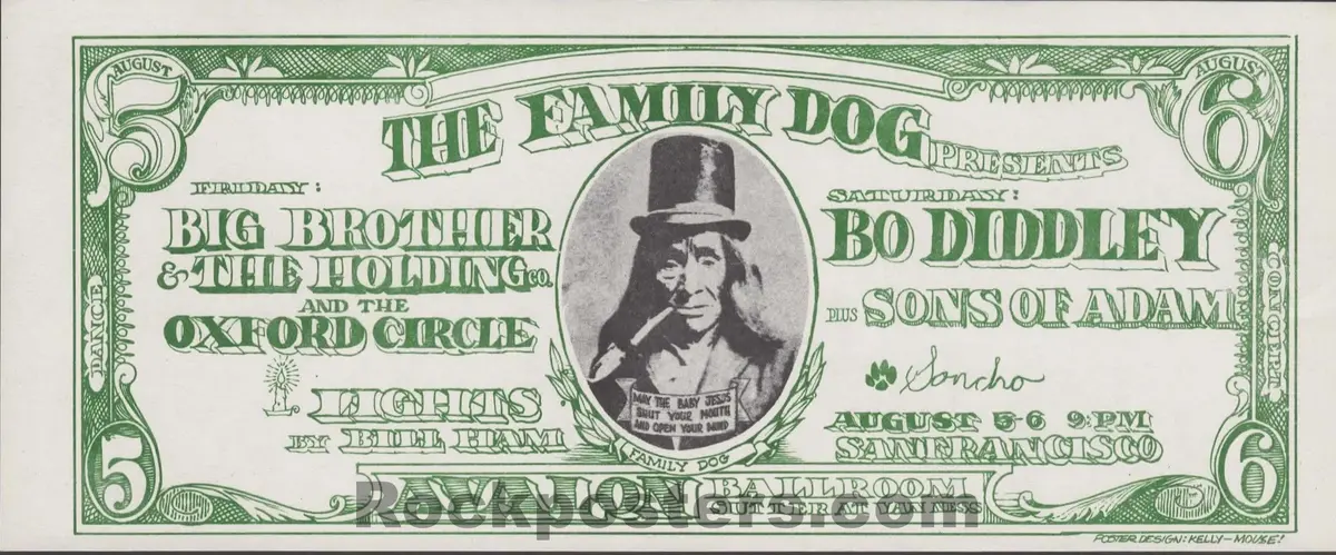 Auction - Fd-19 - Big Brother Janis Joplin - Mouse & Kelley - 1966 Handbill - Avalon Ballroom - Near Mint Minus 1