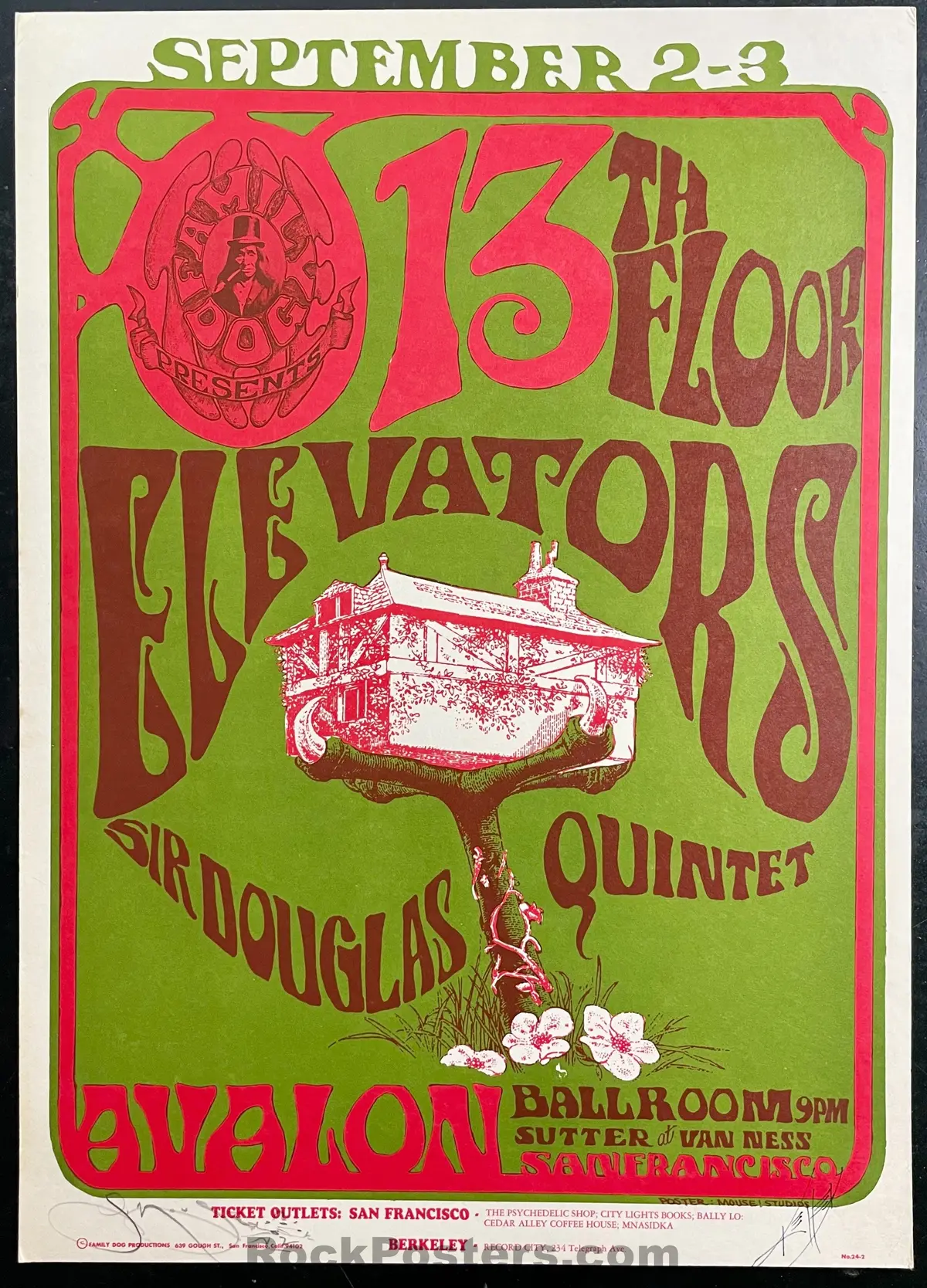 Auction - Fd-24-Rp-2 - 13Th Floor Elevators - Mouse & Kelley Signed - 1966 Poster - Avalon Ballroom - Excellent 1