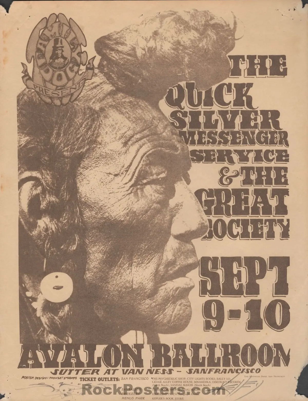 Auction - Fd-25 - Great Society/Quicksilver - Mouse/Kelly Signed - 1966 Handbill - Avalon Ballroom - Rough 1