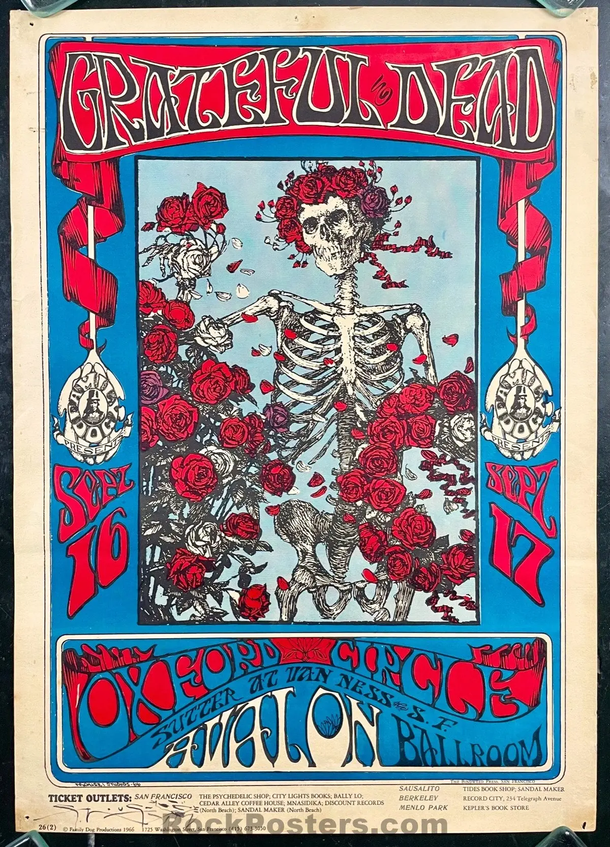 Auction - Fd-26-Rp-2 - Grateful Dead - Stanley Mouse Signed - Avalon Ballroom - 1966 Poster - Excellent 1