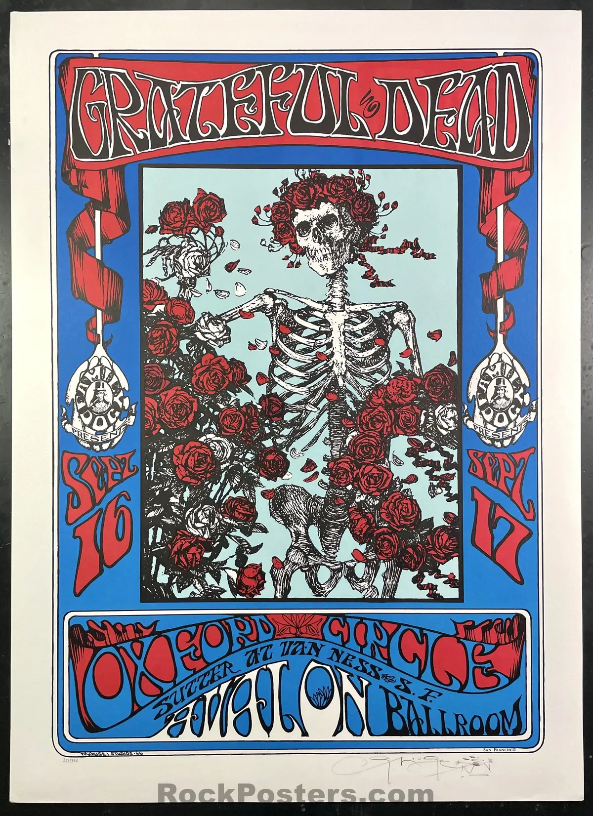 Auction - Fd-26 - Grateful Dead - Skeleton & Roses - Mouse Signed - Silkscreen Poster - Edition Of 350 - Near Mint Minus 1