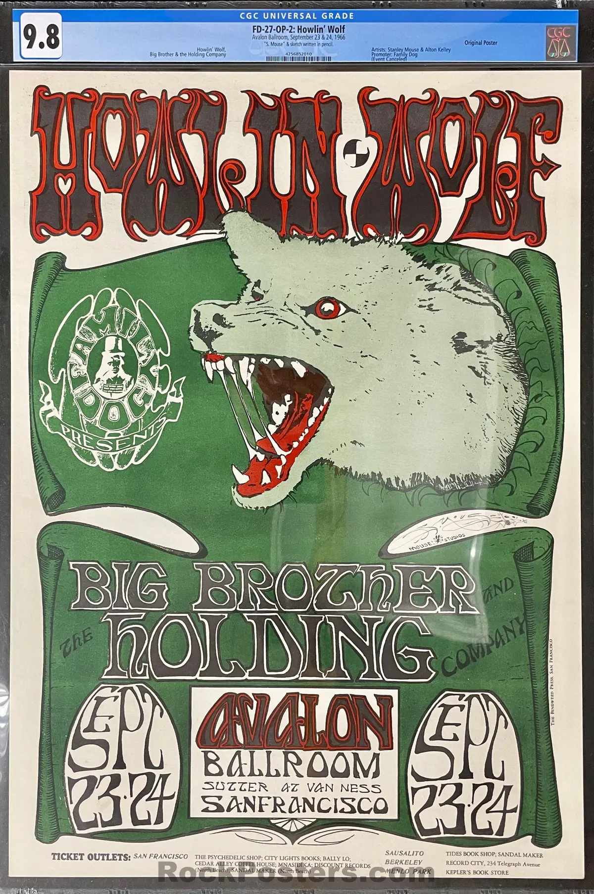 Auction -Fd-27 - Howlin Wolf - Stanley Mouse Signed - 1966 Poster - Avalon Ballroom - Cgc Graded 9.8 1
