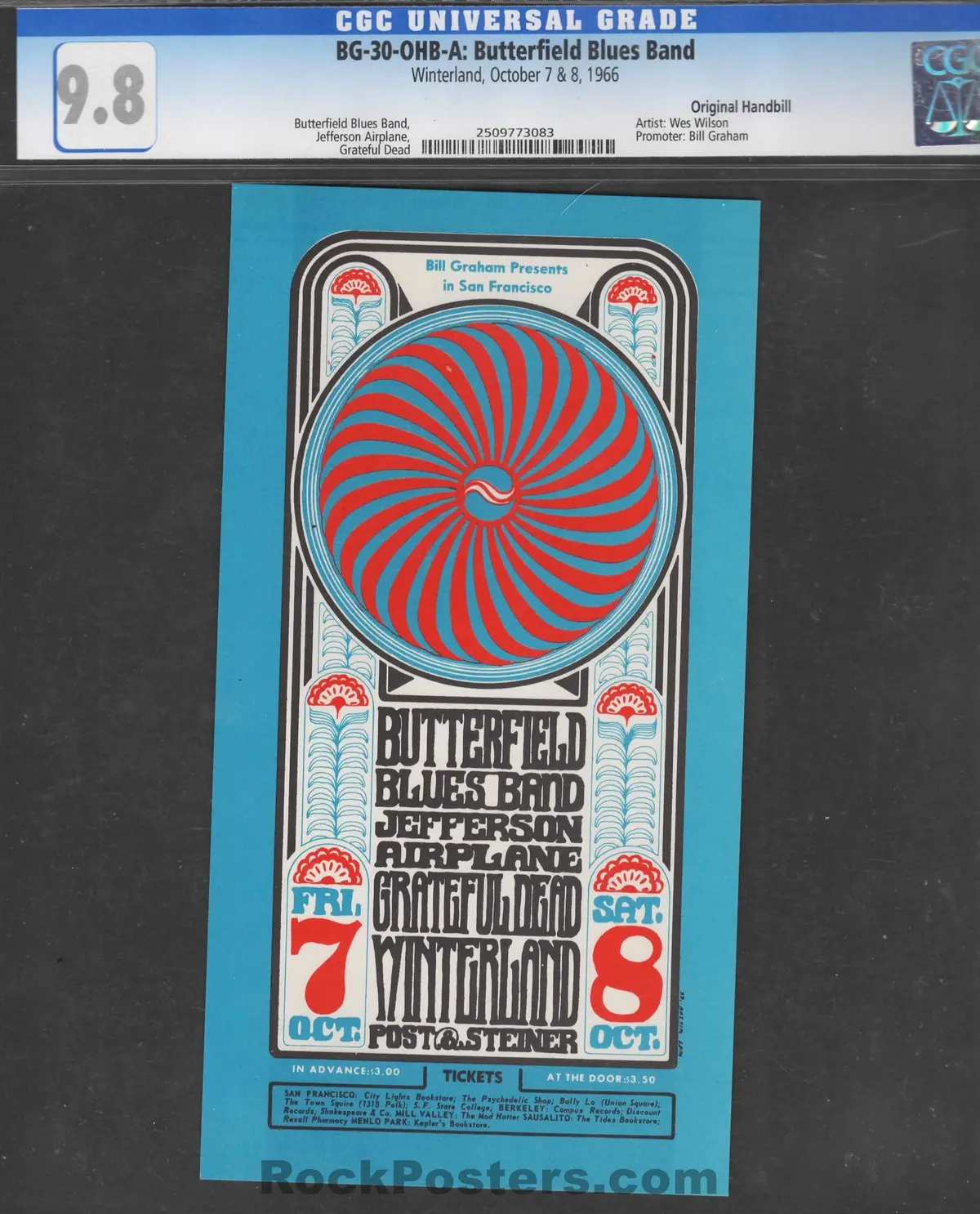Auction - Bg-30-Ohb-A - Grateful Dead - Wes Wilson - Winterland - 1966 Handbill - Cgc Graded 9.8 1