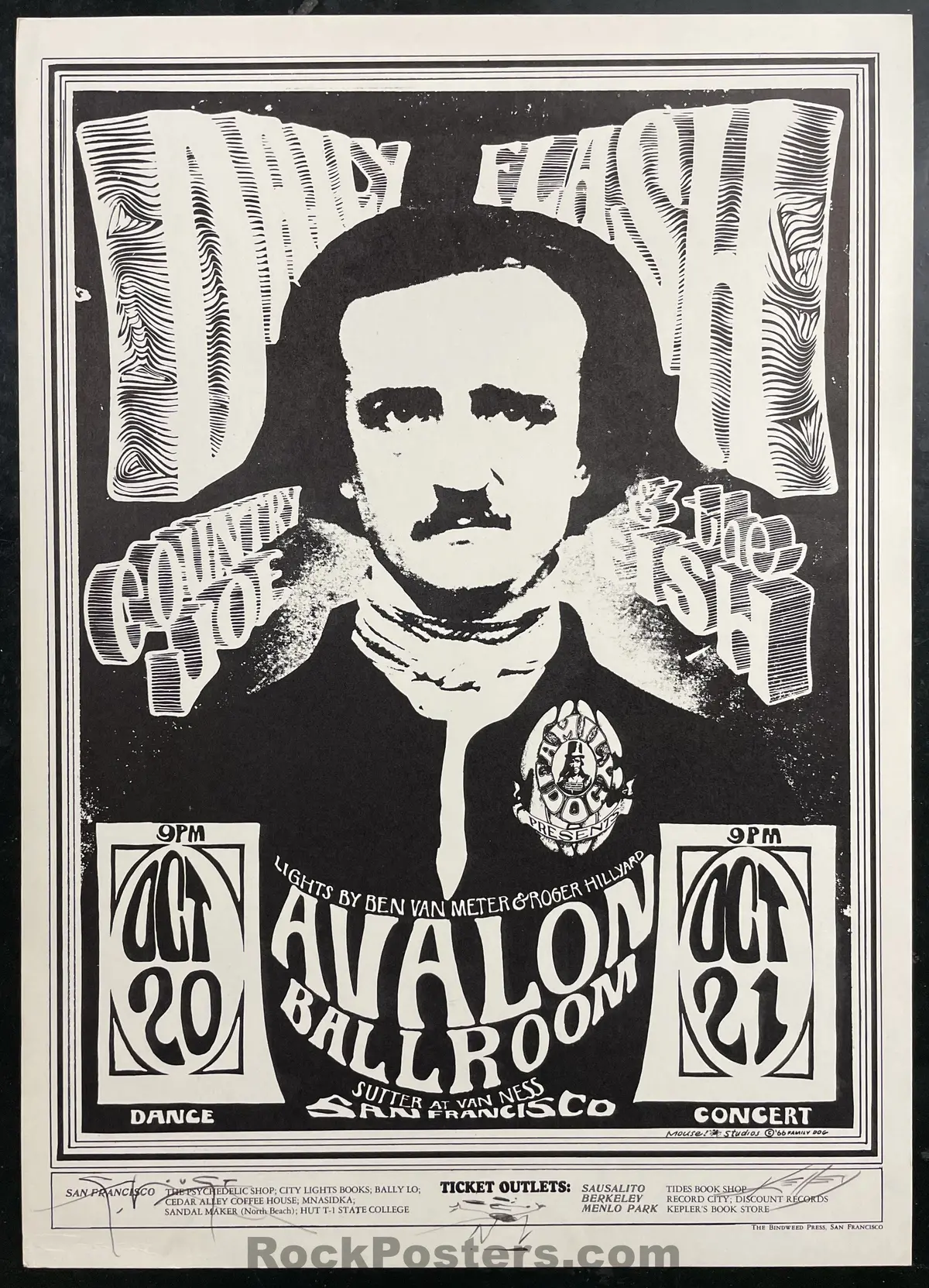 Auction - Fd-31 - Daily Flash  - Mouse & Kelley Signed  - Avalon Ballroom - 1966 Poster -  Excellent 1