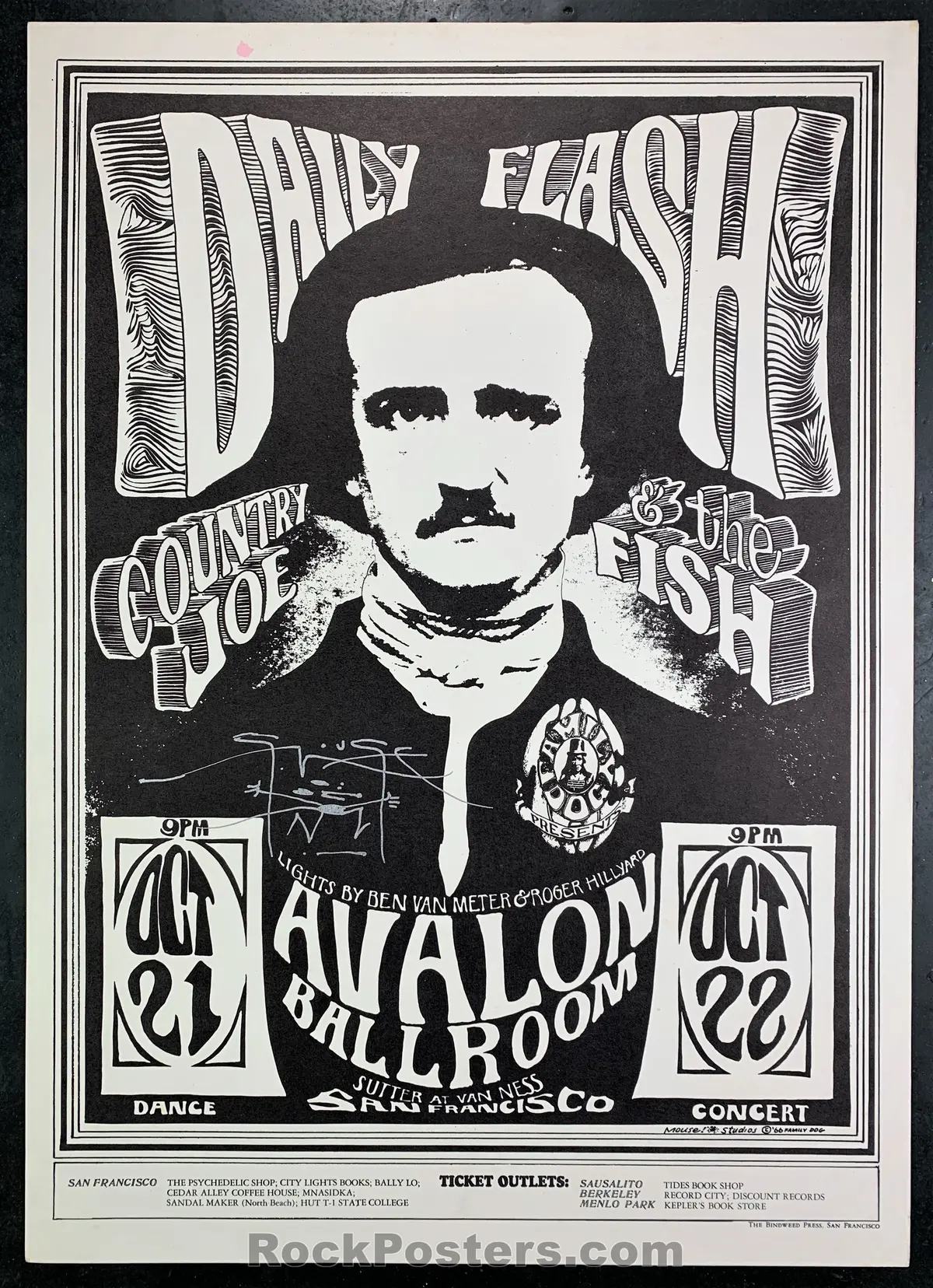 Fd-31 - Daily Flash - Mouse Signed - 1966 Poster - Avalon Ballroom - Excellent 1