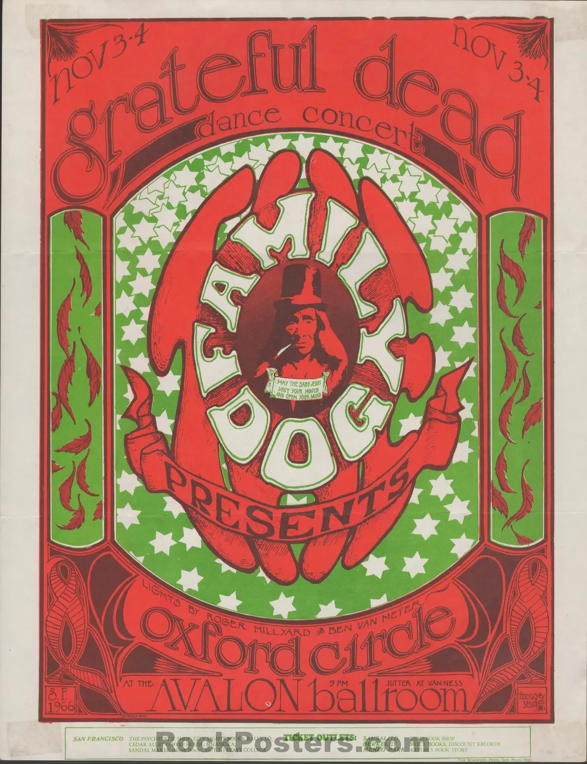 Auction - Fd-33 - Grateful Dead - Mouse & Kelley - Avalon Ballroom - 1966 Handbill - Good 1