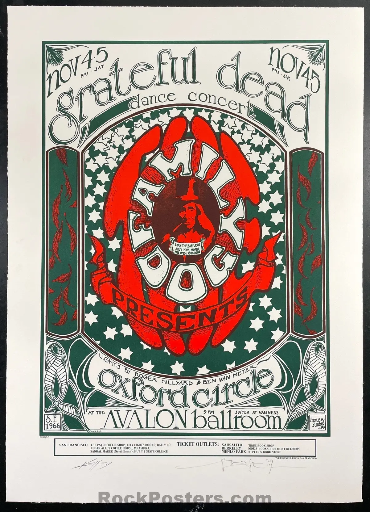 Auction - Fd-33 - Grateful Dead - Mouse & Kelley Signed - 2008 Silkscreen - Edition Of 50 - Avalon Ballroom - Near Mint 1