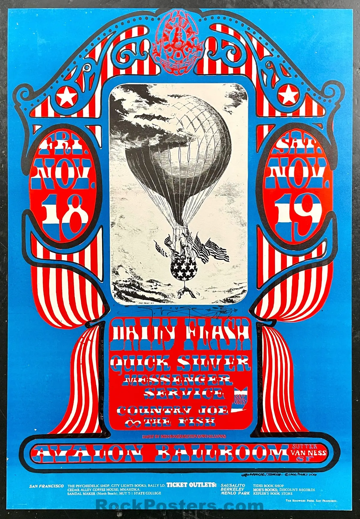 Auction - Fd-35 - Quicksilver Daily Flash - Stanley Mouse Signed - 1966 Poster - Avalon Ballroom - Near Mint 1