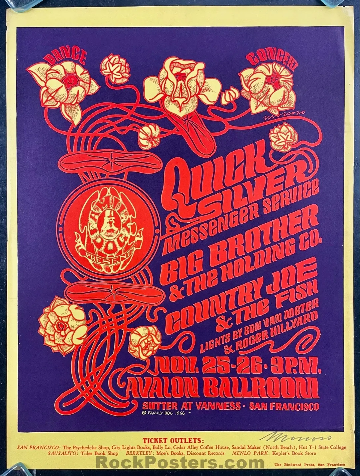 Fd-36 - Quicksilver Messenger - Moscoso Signed - 1966 Poster - Avalon Ballroom - Very Good 1