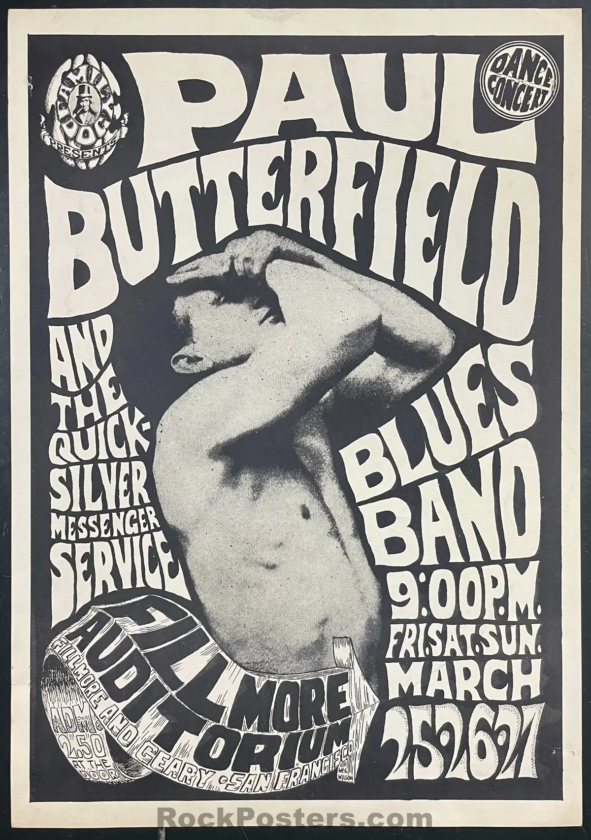 Auction - Fd-3 - Paul Butterfield - Wes Wilson Chet Helms - 1966 Poster - Fillmore Auditorium - 1966 Poster - Excellent 1