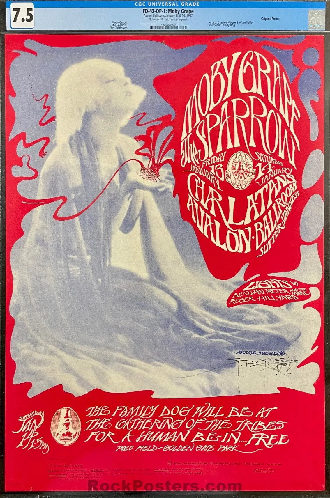 Auction - Fd-43-Op-1 - Moby Grape - Stanley Mouse Signed - 1966 Poster - Avalon Ballroom - Cgc Graded 7.5 1