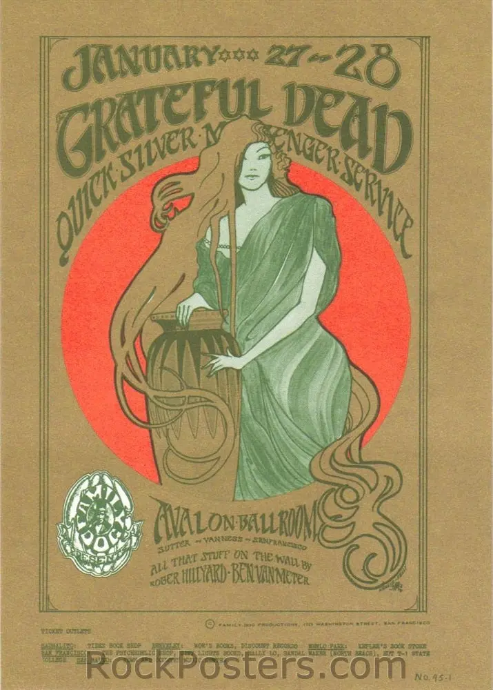 Auction - Fd-45 - Grateful Dead - Mouse & Kelley - Avalon Ballroom - 1967 Postcard - Mint 1