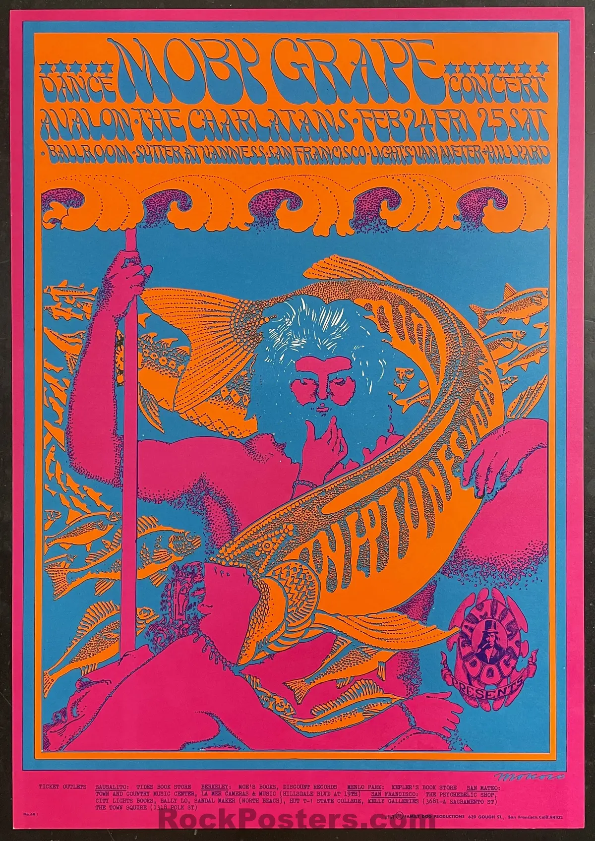 Auction - Fd-49 - Moby Grape Charlatans - Victor Moscoso - 1967 Poster - Avalon Ballroom - Near Mint 1
