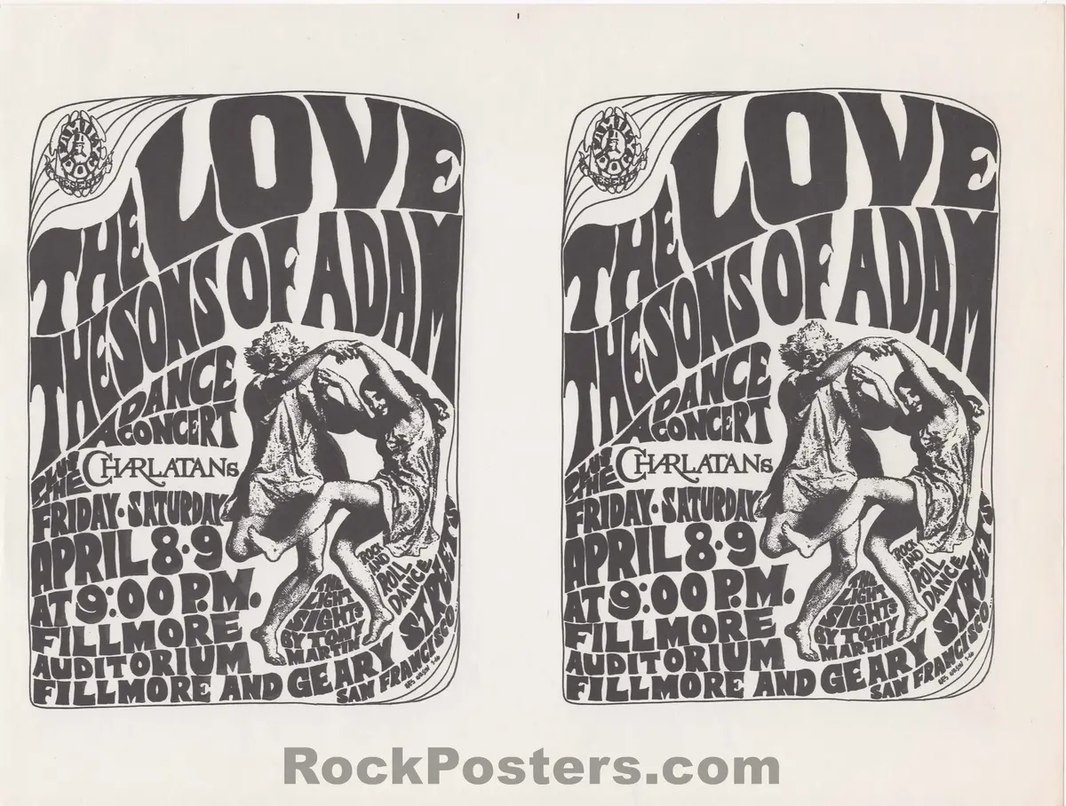 Auction - Fd-4 - Love - Wes Wilson - Uncut Handbills - Fillmore Auditorium  - Near Mint 1