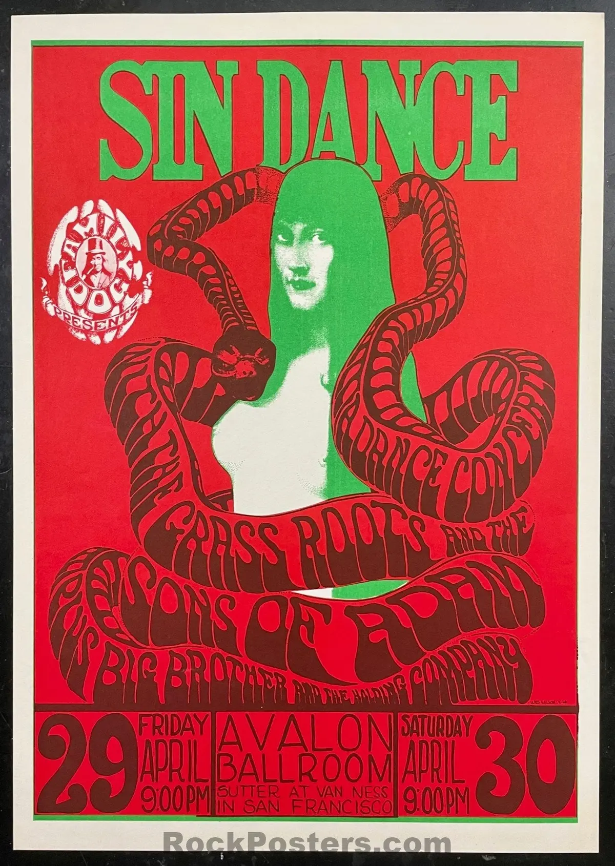 Auction - Fd-6 - Big Brother/Grass Roots - Wes Wilson - 1966 Poster - Avalon Ballroom - Near Mint 1