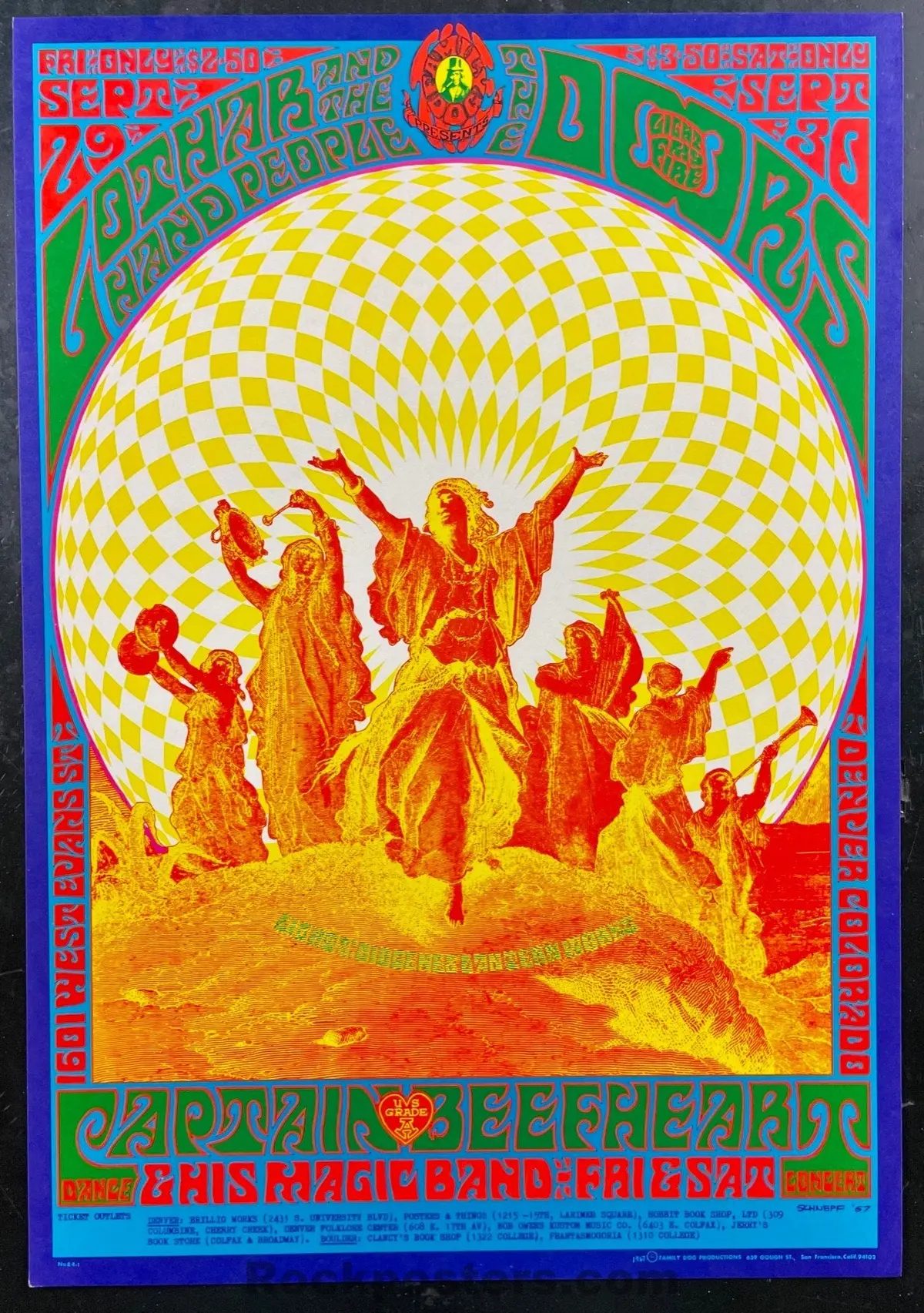Auction - Fd-84 - The Doors - Capt. Beefheart - Bob Schnepf - 1967 Poster - Denver, Co - Near Mint Minus 1