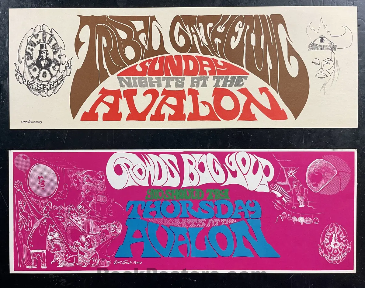 Auction - Family Dog - Tribal Gathering - Crowds Bug You - John Myers - 1967 Handbills - Avalon Ballroom - Near Mint 1