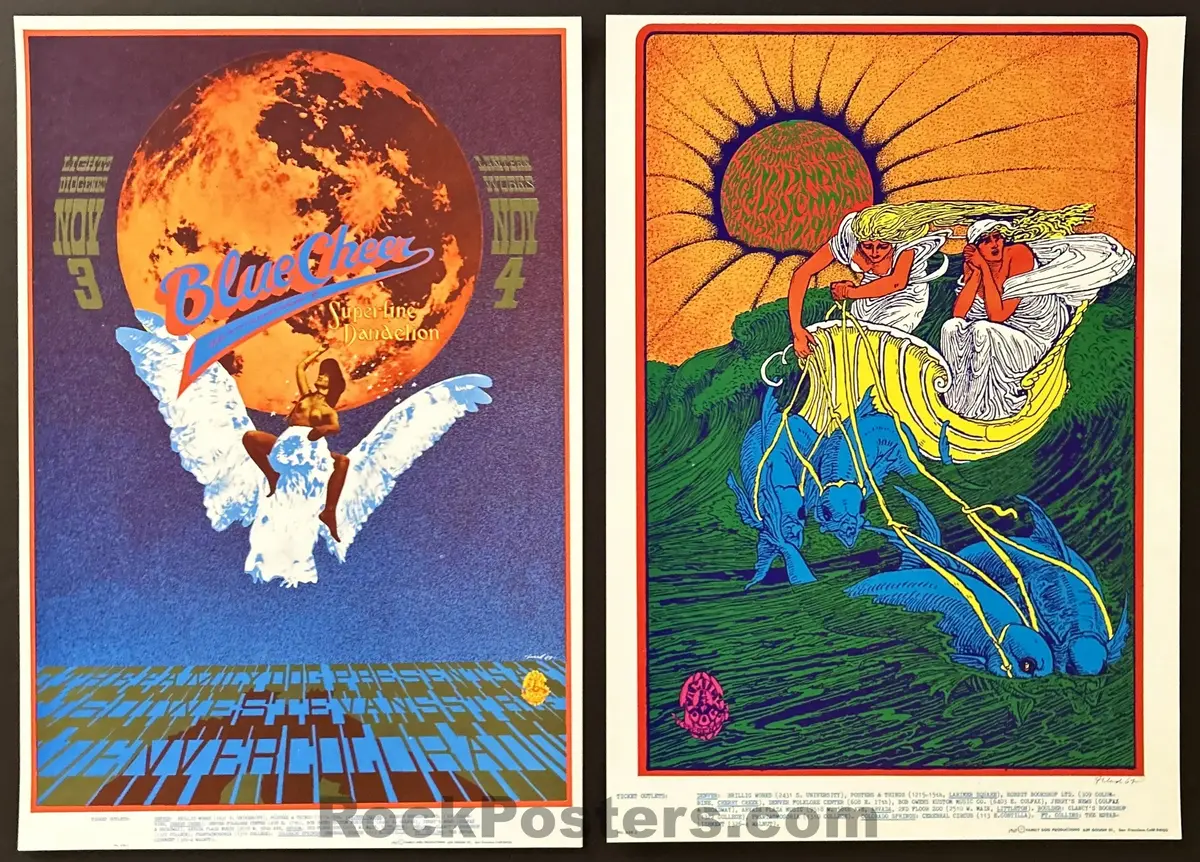 Auction - Blue Cheer/Canned Heat - Two Psychedelic Posters - Fdd-10/Fdd-14 - Bob Fried - Denver Dog - Mint 1