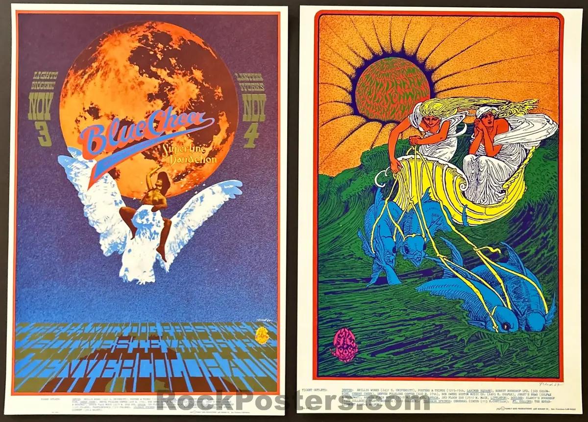 Auction - Blue Cheer/Canned Heat - Two Psychedelic Posters - Fdd-10/Fdd-14 - Bob Fried - Denver Dog - Mint 1