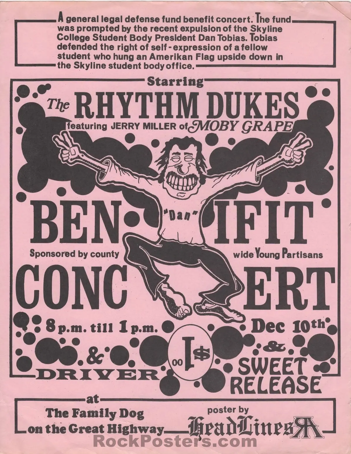 Auction - Family Dog Great Highway - Rhythm Dukes - Benefit - 1972 Handbill - Excellent 1