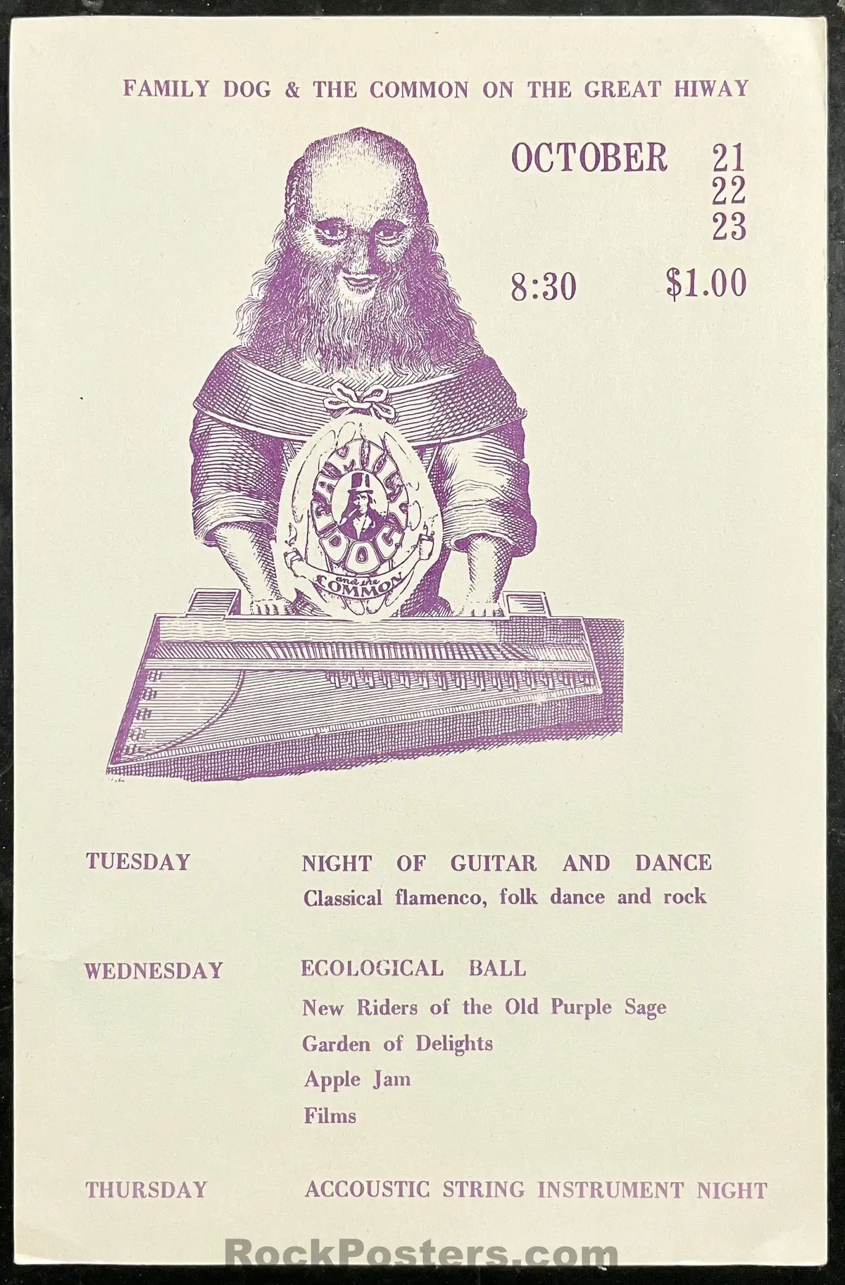 Auction - Family Dog - Great Highway - Jerry Garcia New Riders - 1969 Handbill - Excellent 1