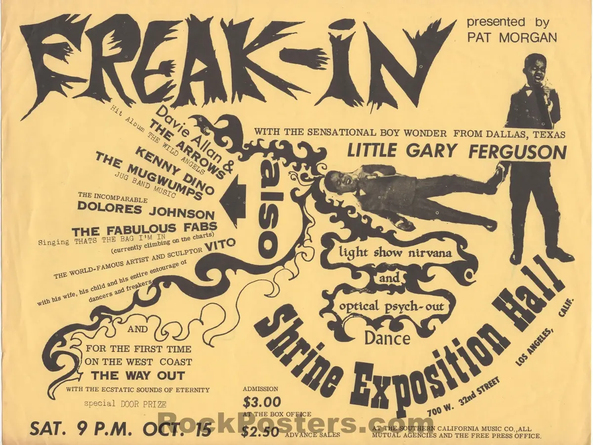 Auction -  Freak-In - Little Gary Ferguson - Shrine Expo Los Angeles - 1966 Handbill - Excellent 1