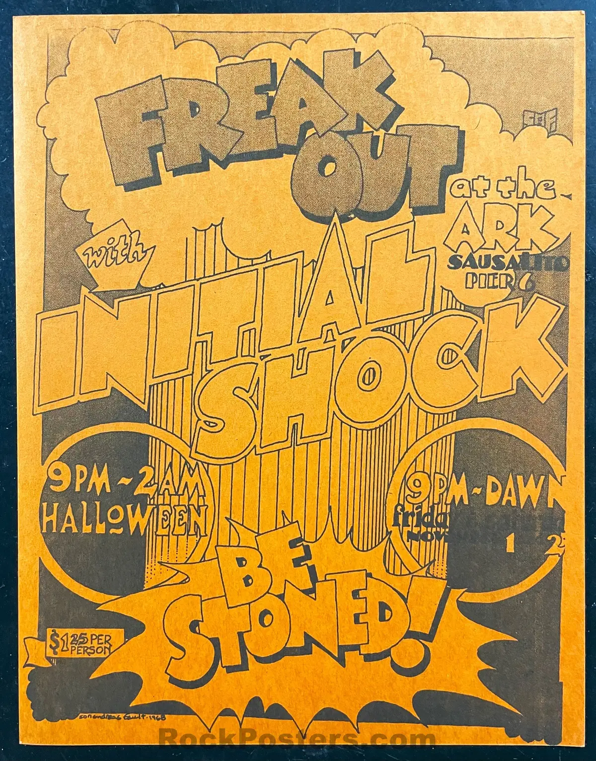 Auction - "Freak Out" Initial Shock - Gut - 1968 Handbill -  Ark Sausalito - Near Mint Minus 1