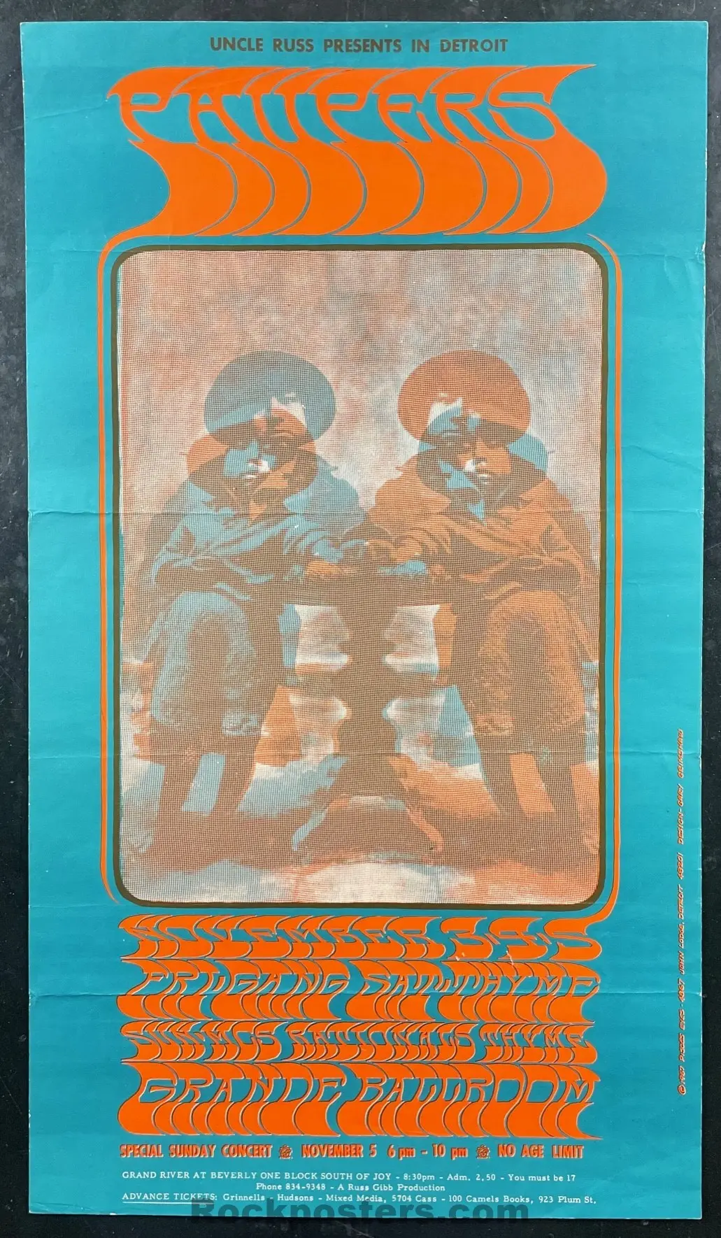 Auction - Aor 3.137 - Mc5/Paupers - Gary Grimshaw - 1967 Poster - Grande Ballroom - Very Good 1