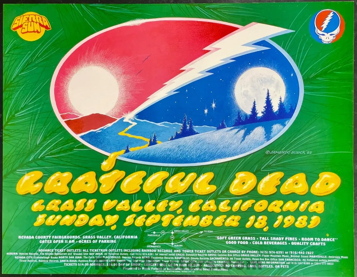Auction - Grateful Dead - Grass Valley - 1983 Poster - Near Mint Minus 1