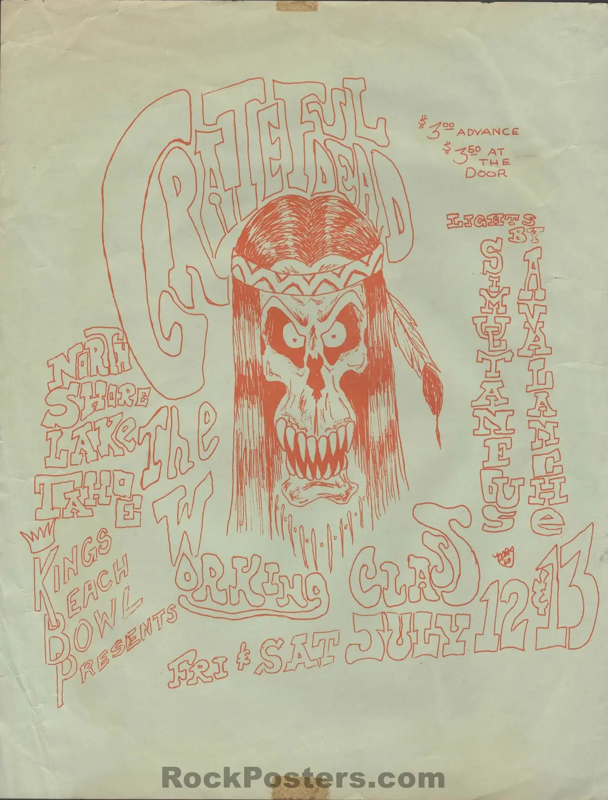 Auction - Grateful Dead - Anthem Of The Sun - 1968 Handbill - Lake Tahoe - Excellent 1