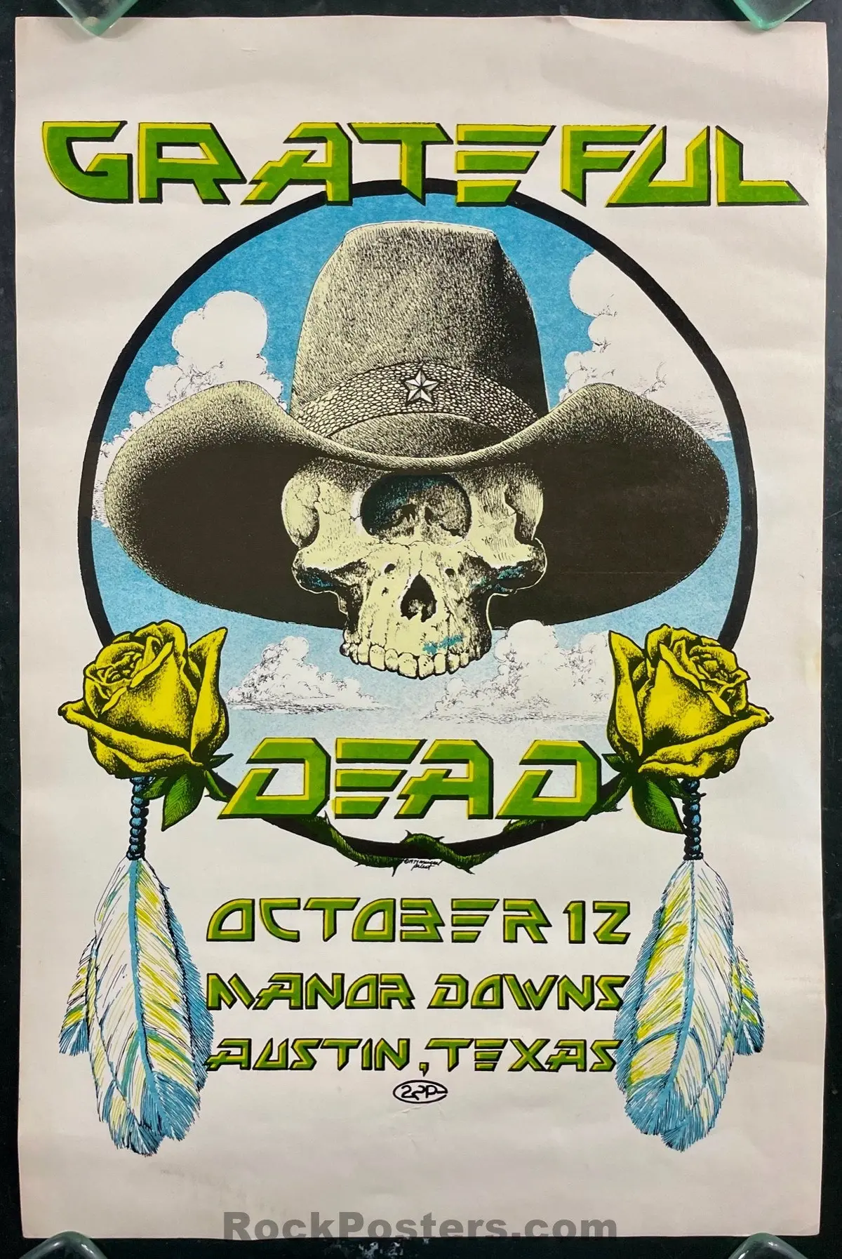 Auction - Grateful Dead - Michael Priest  - Manor Downs Texas - 1977  Poster - Excellent 1
