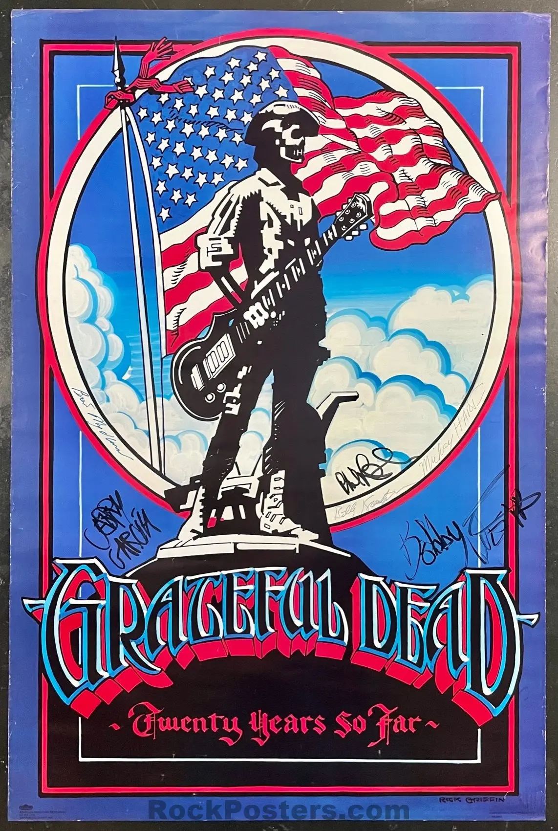 Auction - Grateful Dead - Band Signed - Rick Griffin - Twenty Years So Far - 1985 Poster - Excellent 1